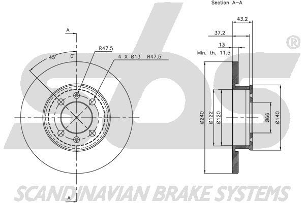 SBS 1815209931 Unventilated front brake disc 1815209931: Buy near me in Poland at 2407.PL - Good price!