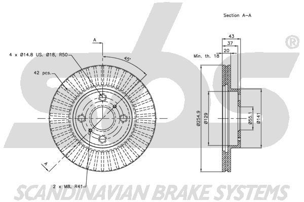 SBS 1815314588 Front brake disc ventilated 1815314588: Buy near me in Poland at 2407.PL - Good price!