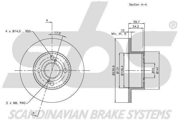 SBS 1815314599 Rear brake disc, non-ventilated 1815314599: Buy near me in Poland at 2407.PL - Good price!