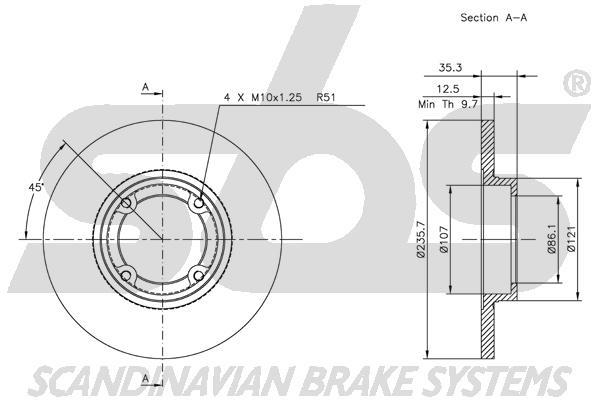 SBS 1815315001 Unventilated front brake disc 1815315001: Buy near me in Poland at 2407.PL - Good price!