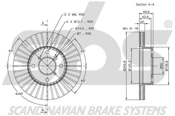 SBS 1815315208 Front brake disc ventilated 1815315208: Buy near me in Poland at 2407.PL - Good price!