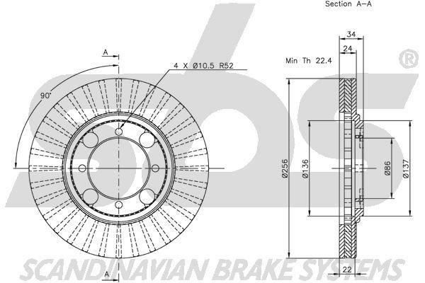SBS 1815203012 Front brake disc ventilated 1815203012: Buy near me in Poland at 2407.PL - Good price!