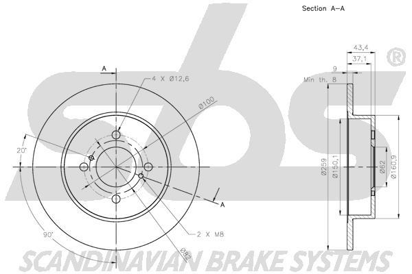 SBS 1815315229 Rear brake disc, non-ventilated 1815315229: Buy near me in Poland at 2407.PL - Good price!