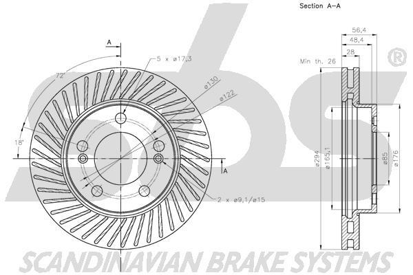 SBS 1815315703 Front brake disc ventilated 1815315703: Buy near me in Poland at 2407.PL - Good price!