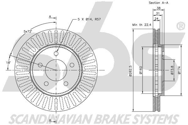 SBS 1815319301 Front brake disc ventilated 1815319301: Buy near me in Poland at 2407.PL - Good price!