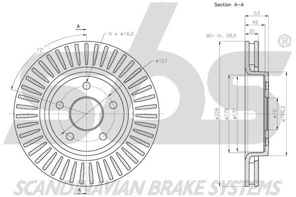 SBS 1815319317 Front brake disc ventilated 1815319317: Buy near me in Poland at 2407.PL - Good price!