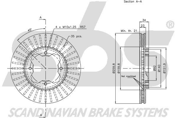 SBS 1815319941 Front brake disc ventilated 1815319941: Buy near me in Poland at 2407.PL - Good price!