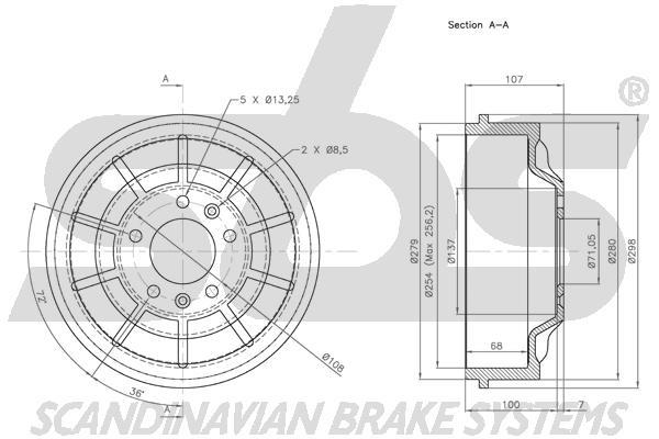 SBS 1825251912 Rear brake drum 1825251912: Buy near me in Poland at 2407.PL - Good price!