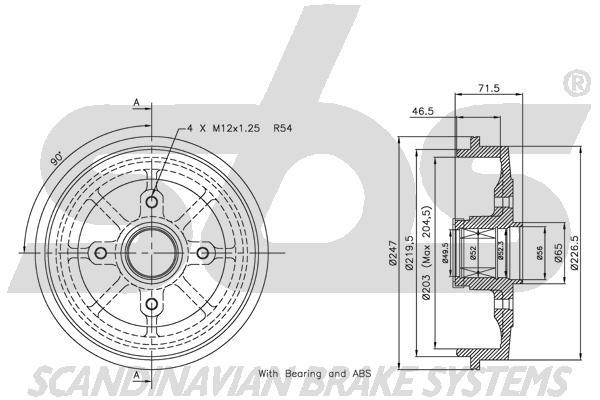 SBS 1825251916 Brake drum with wheel bearing, assy 1825251916: Buy near me at 2407.PL in Poland at an Affordable price!