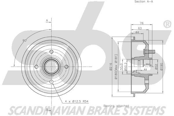 SBS 1825252539 Brake drum with wheel bearing, assy 1825252539: Buy near me in Poland at 2407.PL - Good price!