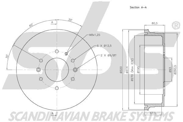 SBS 1825252545 Rear brake drum 1825252545: Buy near me in Poland at 2407.PL - Good price!