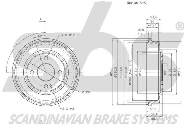 SBS 1825252603 Rear brake drum 1825252603: Buy near me in Poland at 2407.PL - Good price!