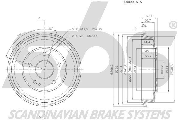 SBS 1825252606 Rear brake drum 1825252606: Buy near me in Poland at 2407.PL - Good price!