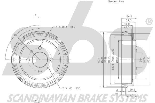SBS 1825253006 Rear brake drum 1825253006: Buy near me in Poland at 2407.PL - Good price!