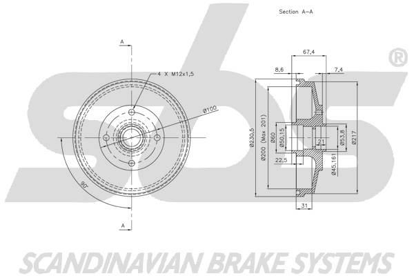 SBS 1825253506 Rear brake drum 1825253506: Buy near me in Poland at 2407.PL - Good price!