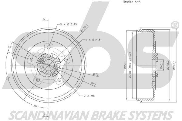 SBS 1825253507 Rear brake drum 1825253507: Buy near me in Poland at 2407.PL - Good price!