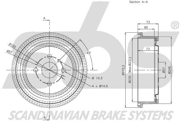 SBS 1825253604 Rear brake drum 1825253604: Buy near me in Poland at 2407.PL - Good price!