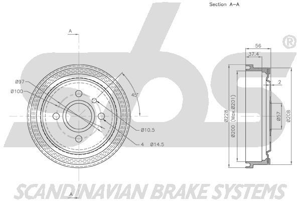 SBS 1825253605 Rear brake drum 1825253605: Buy near me in Poland at 2407.PL - Good price!