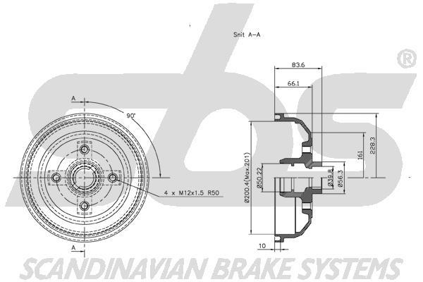 SBS 1825253611 Rear brake drum 1825253611: Buy near me in Poland at 2407.PL - Good price!