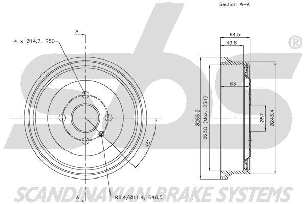 SBS 1825253614 Rear brake drum 1825253614: Buy near me at 2407.PL in Poland at an Affordable price!