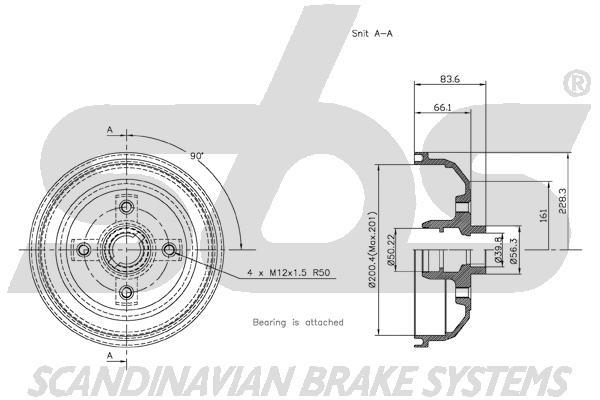 SBS 1825253621 Brake drum with wheel bearing, assy 1825253621: Buy near me in Poland at 2407.PL - Good price!