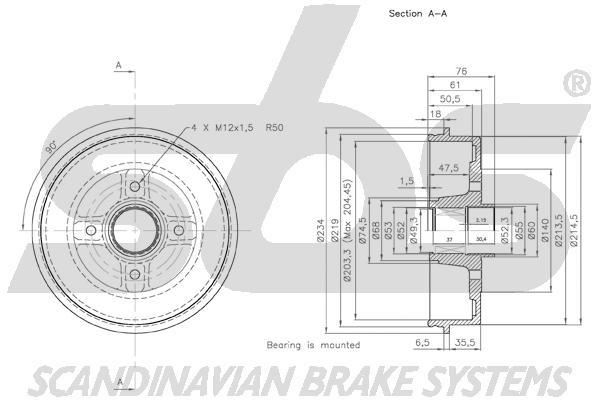 SBS 1825253926 Brake drum with wheel bearing, assy 1825253926: Buy near me in Poland at 2407.PL - Good price!