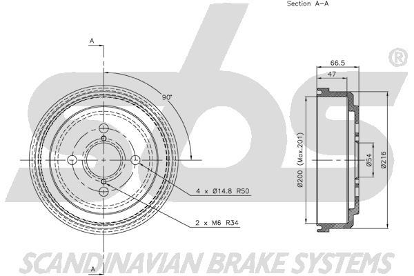 SBS 1825254508 Rear brake drum 1825254508: Buy near me in Poland at 2407.PL - Good price!