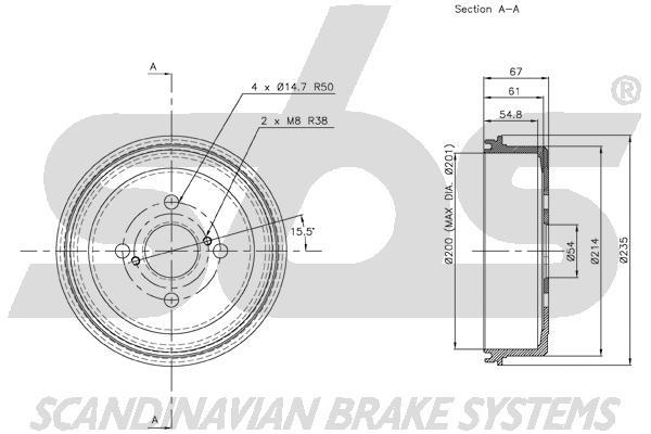 SBS 1825254509 Rear brake drum 1825254509: Buy near me in Poland at 2407.PL - Good price!