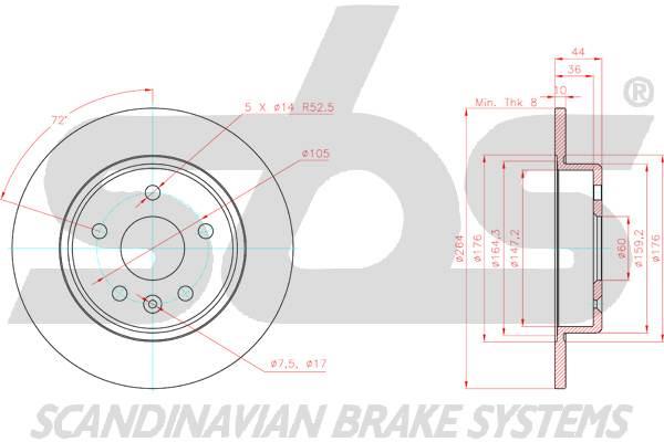 SBS 1815313681 Rear brake disc, non-ventilated 1815313681: Buy near me in Poland at 2407.PL - Good price!