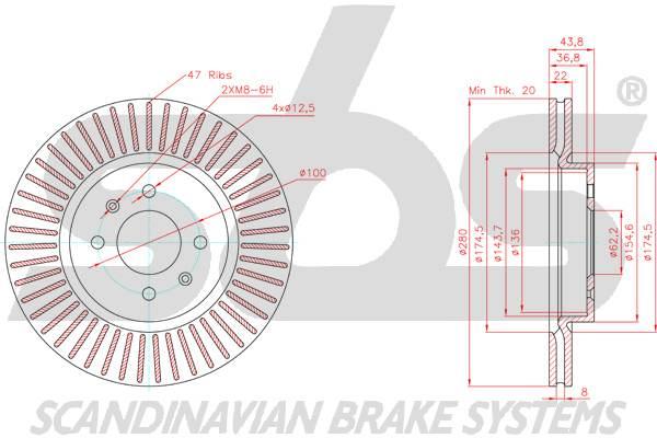 SBS 1815313457 Front brake disc ventilated 1815313457: Buy near me in Poland at 2407.PL - Good price!