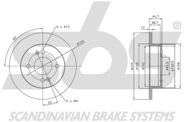 SBS 1815313455 Rear brake disc, non-ventilated 1815313455: Buy near me in Poland at 2407.PL - Good price!