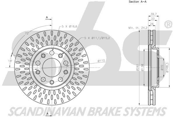SBS 1815311034 Front brake disc ventilated 1815311034: Buy near me in Poland at 2407.PL - Good price!