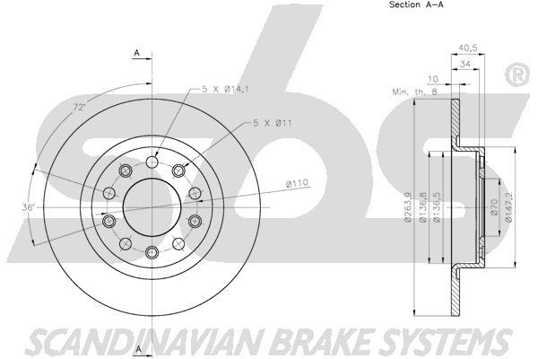 SBS 1815311035 Rear brake disc, non-ventilated 1815311035: Buy near me in Poland at 2407.PL - Good price!