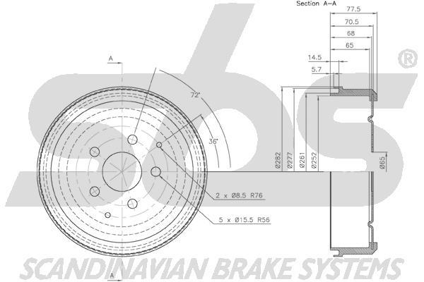 SBS 1825264704 Rear brake drum 1825264704: Buy near me in Poland at 2407.PL - Good price!