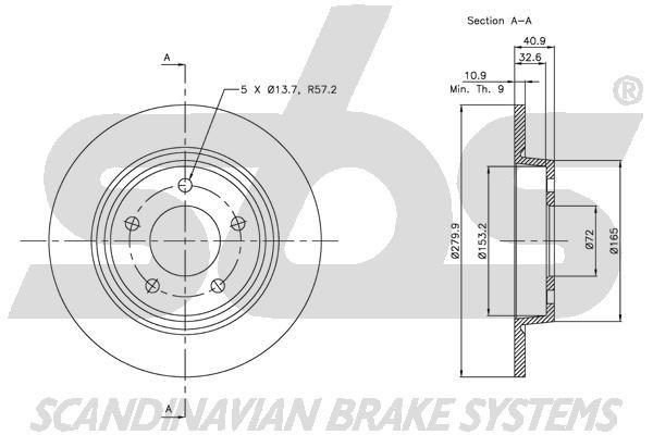 SBS 1815313252 Rear brake disc, non-ventilated 1815313252: Buy near me in Poland at 2407.PL - Good price!