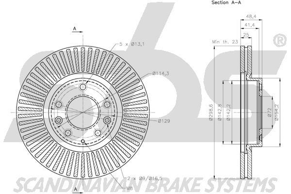 SBS 1815313268 Front brake disc ventilated 1815313268: Buy near me in Poland at 2407.PL - Good price!