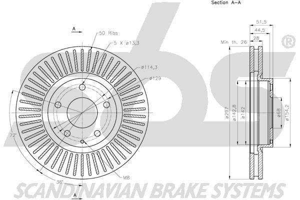 SBS 1815313278 Front brake disc ventilated 1815313278: Buy near me in Poland at 2407.PL - Good price!