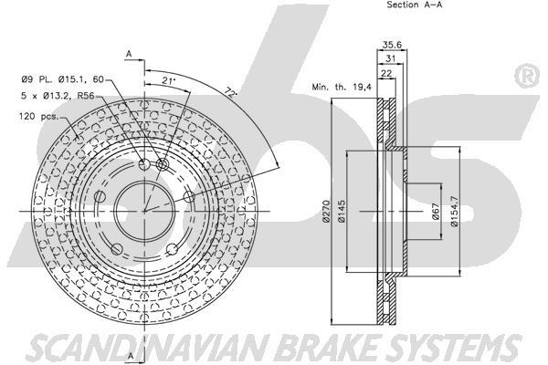 SBS 1815313369 Front brake disc ventilated 1815313369: Buy near me in Poland at 2407.PL - Good price!