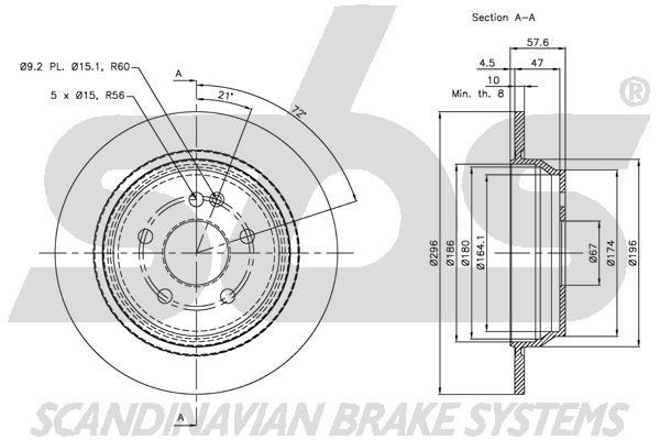 SBS 1815313376 Rear brake disc, non-ventilated 1815313376: Buy near me in Poland at 2407.PL - Good price!
