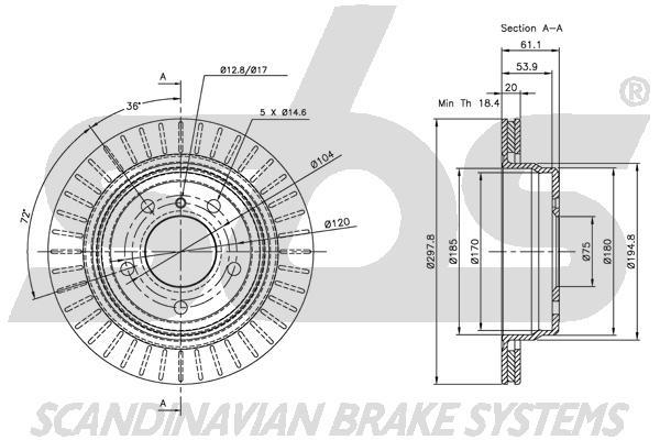 SBS 1815311539 Rear ventilated brake disc 1815311539: Buy near me in Poland at 2407.PL - Good price!