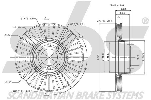 SBS 1815311544 Front brake disc ventilated 1815311544: Buy near me in Poland at 2407.PL - Good price!