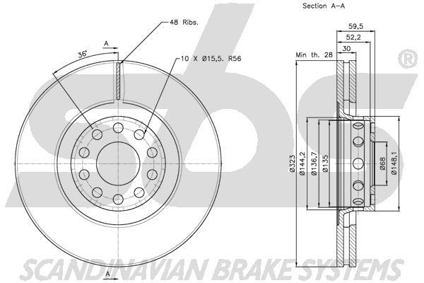 SBS 1815314791 Front brake disc ventilated 1815314791: Buy near me in Poland at 2407.PL - Good price!