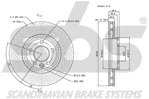 SBS 1815314796 Front brake disc ventilated 1815314796: Buy near me at 2407.PL in Poland at an Affordable price!