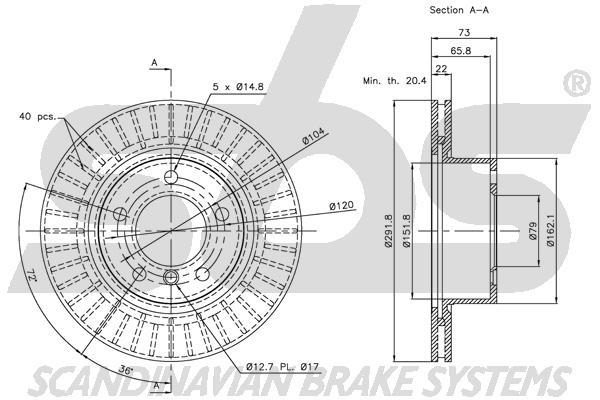 SBS 1815311555 Front brake disc ventilated 1815311555: Buy near me in Poland at 2407.PL - Good price!