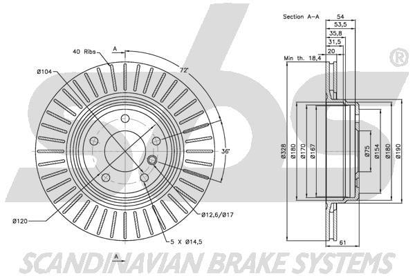 SBS 1815311562 Rear ventilated brake disc 1815311562: Buy near me in Poland at 2407.PL - Good price!