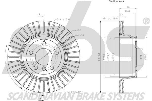 SBS 1815311583 Rear ventilated brake disc 1815311583: Buy near me in Poland at 2407.PL - Good price!