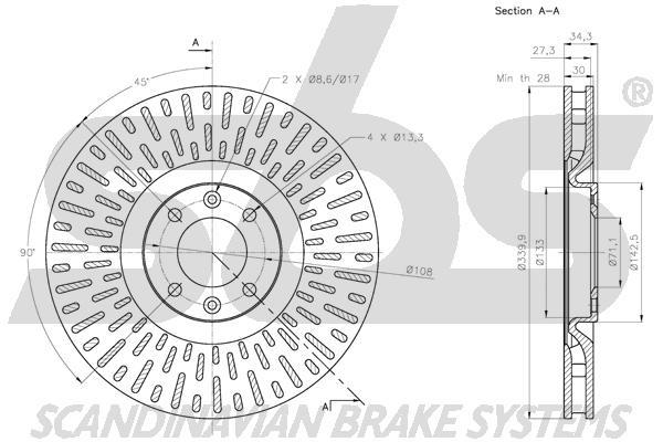 SBS 1815311953 Front brake disc ventilated 1815311953: Buy near me in Poland at 2407.PL - Good price!