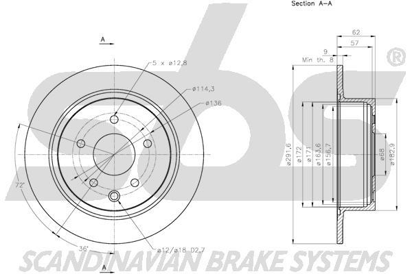 SBS 1815312273 Rear brake disc, non-ventilated 1815312273: Buy near me in Poland at 2407.PL - Good price!