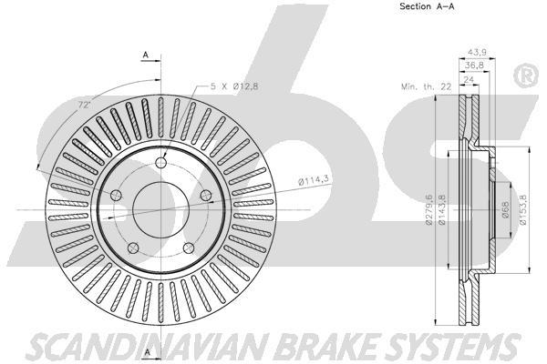 SBS 1815312277 Front brake disc ventilated 1815312277: Buy near me in Poland at 2407.PL - Good price!