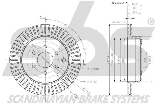 SBS 1815312281 Rear ventilated brake disc 1815312281: Buy near me in Poland at 2407.PL - Good price!